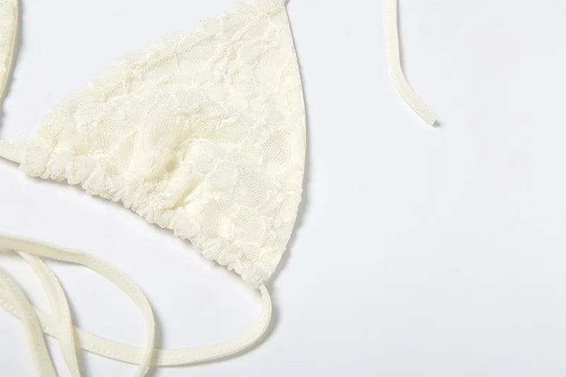 See Through Lace Sexy 3 Piece Set Long Sleeve Top and Shorts Suit for Woman Beach Vacation Outfits