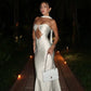 Strapless Hollow Fishtail Maxi Dress with Scarf White Evening Gown Elegant Dresses for Woman for Party