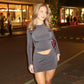 Long Sleeve Mini Dress with Asymmetrical Waist Cut-out Ruched Bodycon Dresses for Woman Fall 2026