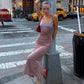 Patchwork Maxi Dress Women Wrap Chest Skinny Elasticity Simple Classic Summer Elegant Dinner Party Holiday Vestidos