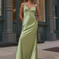 Women Spaghetti Strap Sexy Maxi Dress Lace V Neck Cutout Backless Mermaid Formal Evening Wedding Guest Party Dress