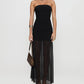 Strapless Maxi Dress for Women Stylish Solid Sheer Hem High Slit Sleeveless Tube Long Dress Summer Party Beachwear