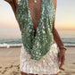 Sexy Sequins Deep V Backless Halter Tops Island Clothing Summer 2025 Fashion Tank Top Woman Beach Resort Wear