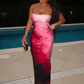 Strapless Print Sexy Midi Dress For Women Fashion Off-shoulder Backless Bodycon Club Party Sexy Long Dress Clubwear