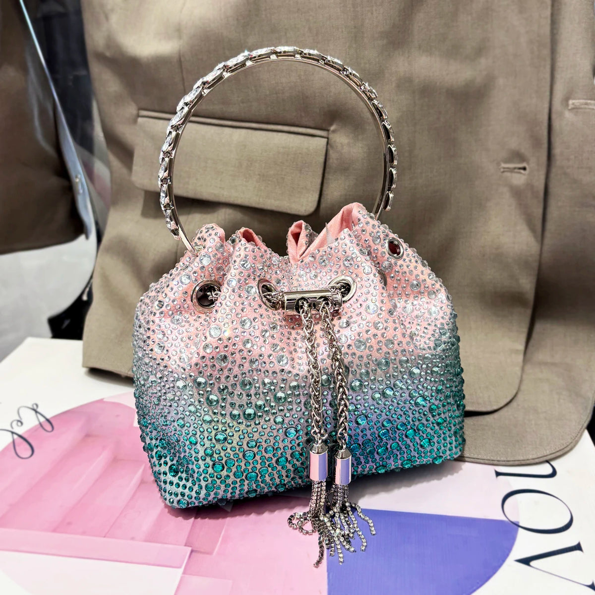 Rhinestones Evening clutch Bag Purses and handbag luxury Designer shoulder bag Shiny Crystal Clutch purse bucket bag