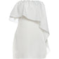 Ruched Elegant Dress Woman Ruffles Edge Design Wrap Chest Backless Skinny Peach Hip Summer Fashion Style Mini Bodycon