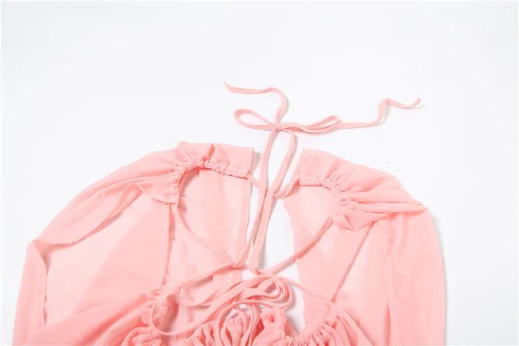 Sexy Mesh Dress Women Elegant Backless Ruched Draping Summer Strapless Summer Beach Vacation Midnight Party Bodycon