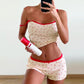 Floral/Dot Pajama Sets for Women Slim Fit Spaghetti Strap Sleeveless Cami Tops with Low Waist Shorts Soft Sleepwear