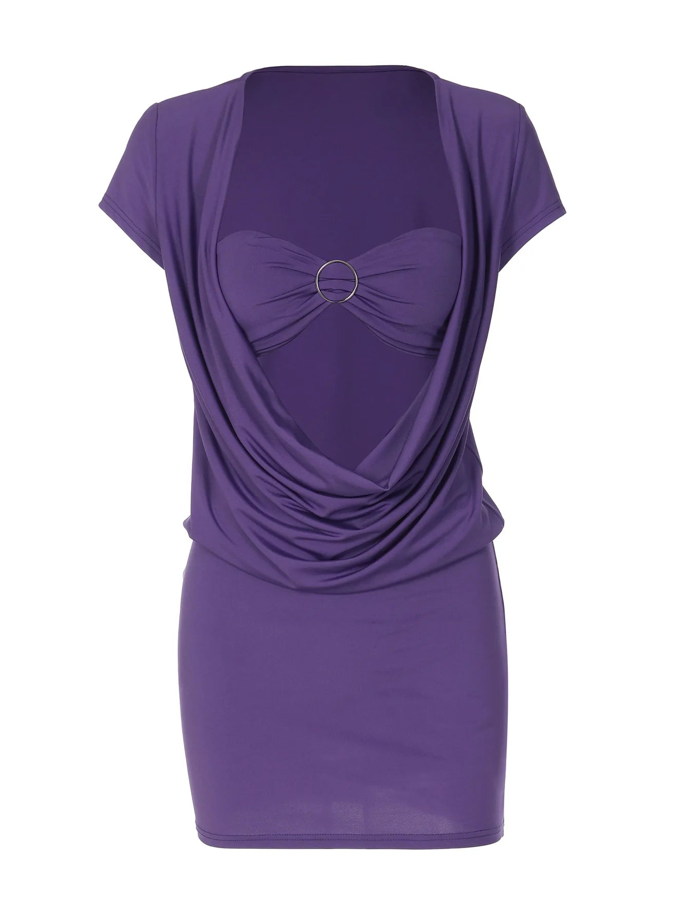 Two Piece Set Cowl Neck Short Sleeve Mini Dresses 2026 Summer Clothes for Woman Fashion Dress