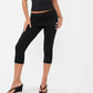 Chic Women Fold Over Waist Skirted Capri Leggings Stretchy Slim Fit 3/4 Cropped Pants Daily Casual Y2K Streetwear Bottom