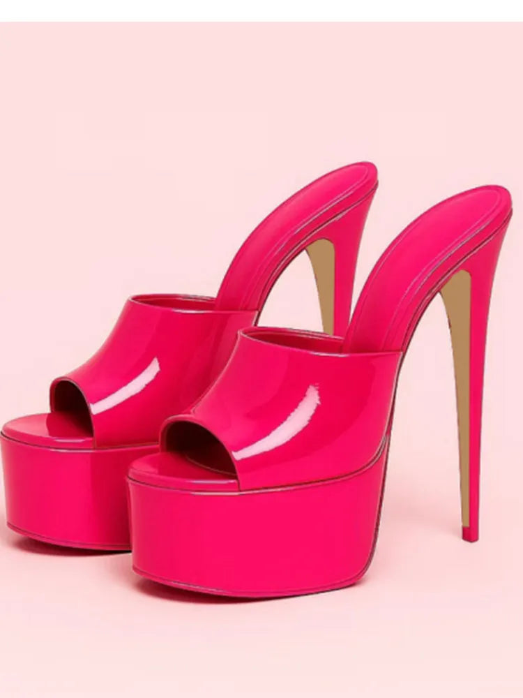 Summer New Women's Thick Bottom, Fine High Heels, Toothed Cool Slippers, Fashion Show, Party, Ultra High Heel Sandals