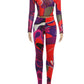 Sexy Sporty 2-Piece Set Women Tracksuit Sporty Fall Crop Tops+Leggings Matching Tight Stretch Colorful Print Streetwear