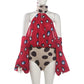 Women Halter Off Shoulder Sexy Bodysuit 2 Piece Outfit Leopard Print Sheer Blouse Shorts Set Clubwear Matching Sets