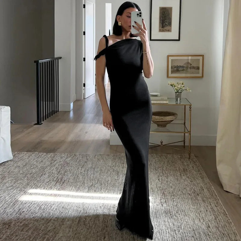 Asymmetrical Twist One Shoulder Maxi Long Dress Kylie Jenner Outfits Elegant Sexy Summer Party Dresses 2024
