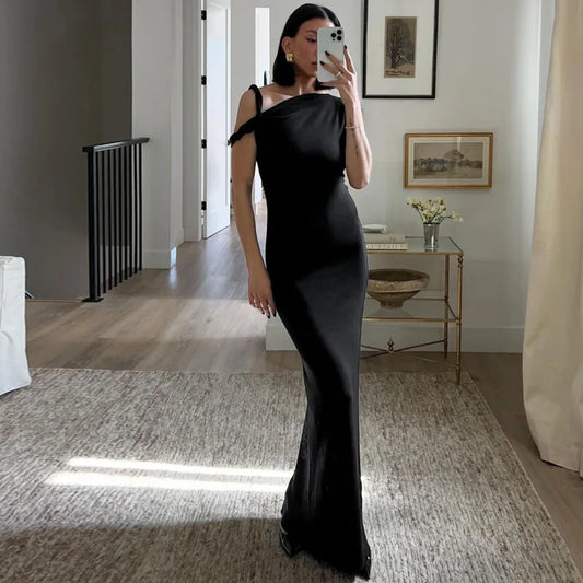 Asymmetrical Twist One Shoulder Maxi Long Dress Kylie Jenner Outfits Elegant Sexy Summer Party Dresses