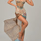 See Through Maxi Dress Women Sexy Patchwork Leopard Print High Slits Single-Breasted Hollow Summer Vacation Vestidos