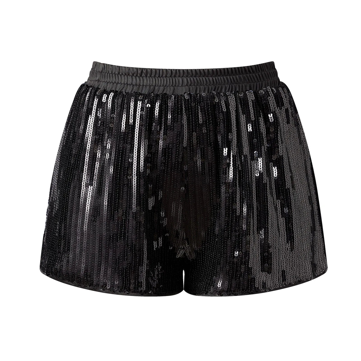 Y2K Sparkle Sequined Shorts Elastic Waist Loose Fit Glitter Hot Pants Women Nightclub Rave Festival Party Casual Bottoms