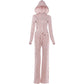 Casuals Stripes 2 Piece Set Women Trend Hooded Zip Full Sleeve Jacket+Drawstring Wide-Leg Pants Fashion Streetwear
