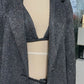 Sparkle Sexy Pants Sets Women Autumn Winter New Glitter Long Sleeve Blazer Bra And Trousers Femme Shiny Three Piece Set