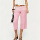 Womens Fold Over Lounge Capri Pants Striped Low Rise Wide Leg Gaucho Pants Yoga Culottes Casual Foldover Bottoms