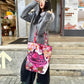 Y2K Plaid Cherry Hand Drawn Graffiti Large Capacity Tote Bag For Women