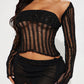 Knit Women 3 Piece Set See Through Hollow Crochet Crop Tops+Strapless Tops+Mini Skirts Sexy Midnight Clubwear Outfits