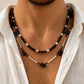 2Pcs/Set Trendy Black White Acrylic Seed Beads Choker Necklace for Men Punk Vintage Stackable Collar Chain Neck Jewelry