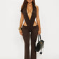Hipster 2 Piece Set Women Sexy Deep V-Neck Hollow Bandage Bodysuit+Flare Pants Summer Midnight Matching Clubwear Suit