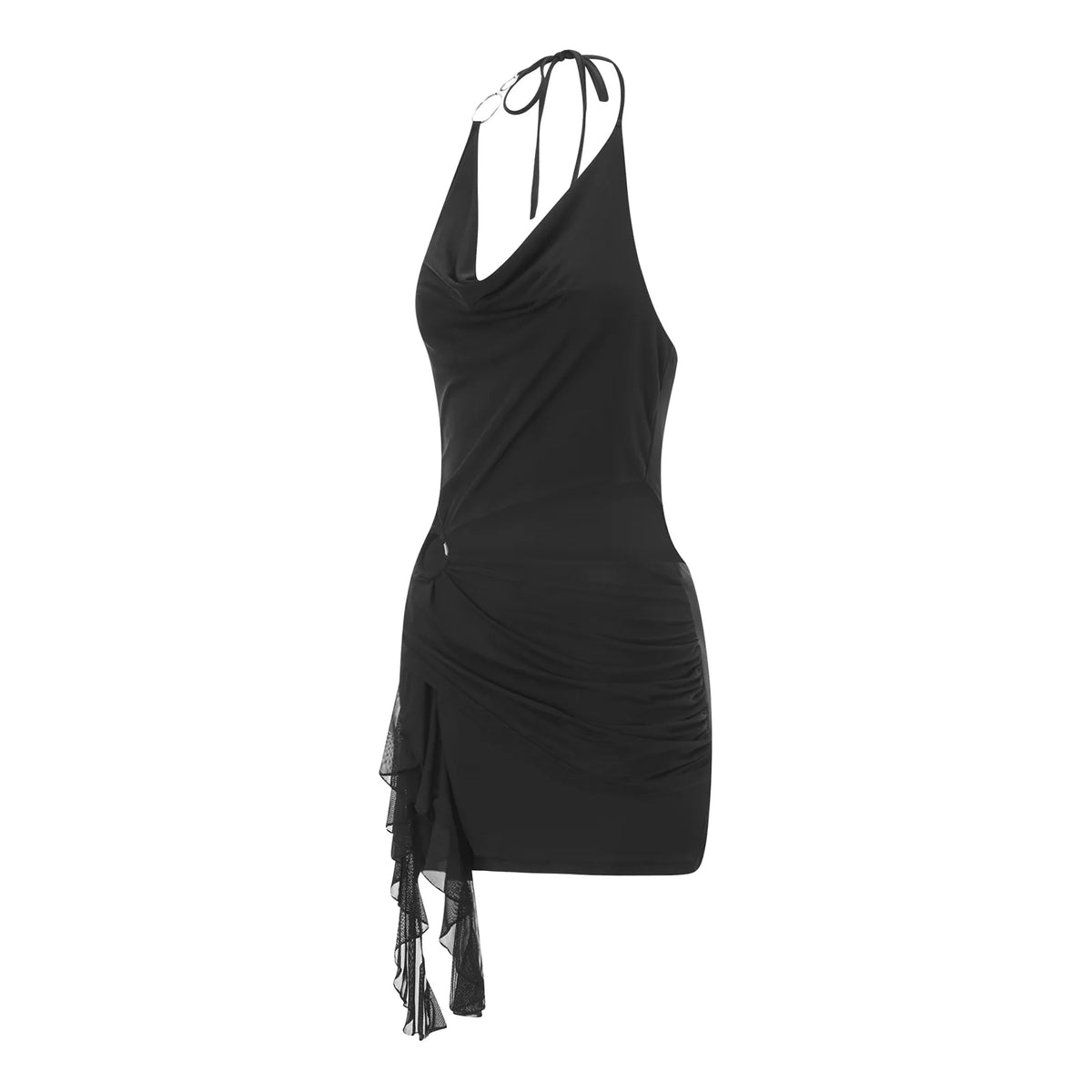 Fashion Women Summer Mini Beach Dress Sleeveless Backless Halter Neck Printed Dress for Beach Holiday Party Clubwear