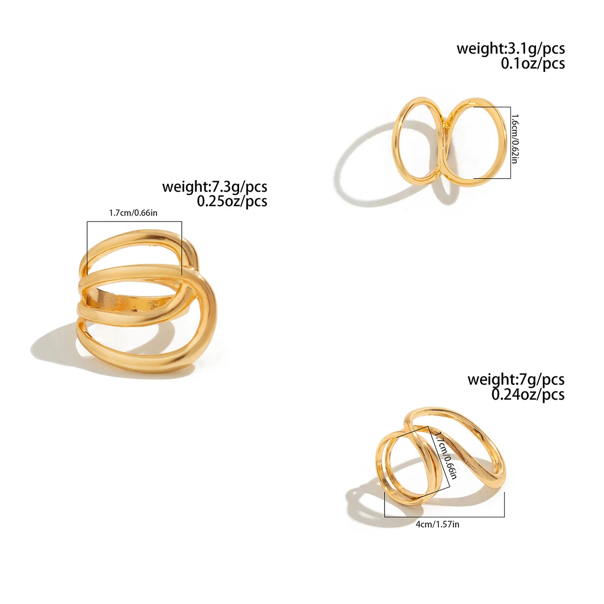 5 Styles Creative Unique Irregular Twisted Wave Rings Women Vintage Geometric Adjustable Finger Ring New Year Jewelry