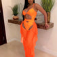 Summer 2 Piece Set Women Sexy Hollow See Through Bodysuit Top+Ruffles Pants Vacation Beach Matching Clubwear Outfits