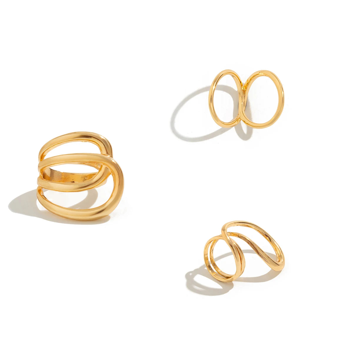 5 Styles Creative Unique Irregular Twisted Wave Rings Women Vintage Geometric Adjustable Finger Ring New Year Jewelry