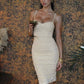 Backless Ruched Elegant Sling Dress Woman Summer Trend Low-Neck Sleeveless Vacation Beach Party Style Chic Mid Bodycon
