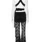 Jacquard Women 2 Piece Set Thin Summer Trend Backless Bandage Cross Tank Tops+Skirts Pants Matching Clubwear Outfits