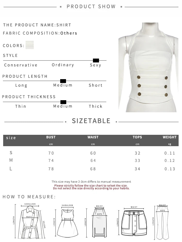 Simple Button Patchwork Tank Top Women Hottie Trend Square Collar Halter Backless Fashion Chic Midnight Street Vest