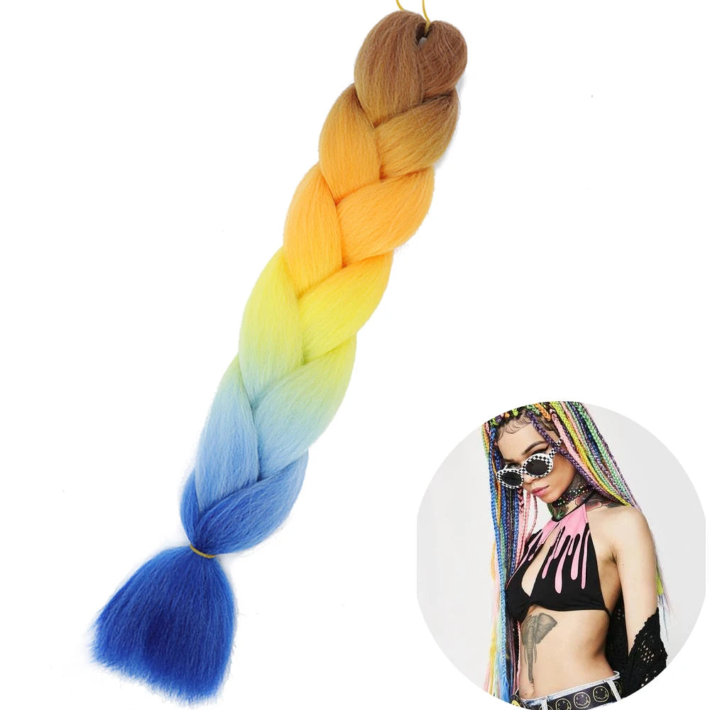 Synthetic Jumbo Braiding Hair Extension 24 Inch Heat Resistant Fiber In Bulk Ombre Jumbo Braids Hair For Black Women