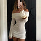 Off The Shoulder Long Sleeve Dresses Fashion 2024 Autumn Clothes for Women Sexy Mini Dress White Black