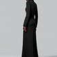 Single-Button Maxi Dress Women Front Split Full Sleeve v-Neck Elegant Classic Office Streetwear Fashion Slim Vestidos