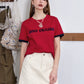 2025 Spring New Arrivals Versatile Letter Print Slim Fit Cotton Short Sleeve T-Shirt Women