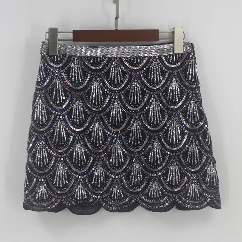 Sequined Skirts for Women Chic Casual Skirts Summer New Party Clubwear Fashion Female High Waist A-Line Skirts