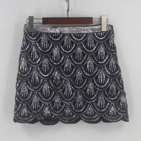 Sequined Skirts for Women Chic Casual Skirts Summer New Party Clubwear Fashion Female High Waist A-Line Skirts