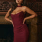 Wine Red Sexy Two Piece Sets Women Neckerchief Strapless Crop Tops And Maxi Skirt Sets Club Party Skirt Two Piece Sets