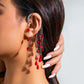 1PC Long Tassel Red Crystal Clip Earring for Women Wedding Bridal Elf No Piercing Fake Cartilage Ear Bone Clips Jewelry