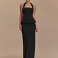 Backless Sexy 2 Piece Sets Women Solid Square Collar Halter Tops And Long Skirt Female Slim Fit Club Two Piece Sets