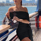 Diagonal Collar Backless Sexy Mini Dress Women Elegant One Shoulder Short Sleeve Draped Ruched Slinky Club Party Dress