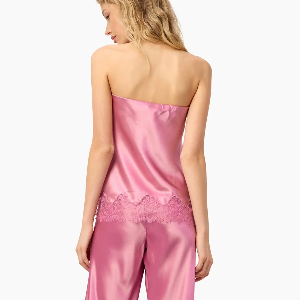 Women Satin Tube Top Y2k Silk Strapless Crop Top Flowy Lace Trim Bandeau Tops Loose Backless Going Out Layering Shirt