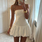 Contrast Color Mini Folds Dress For Women Strapless Sexy Slim Sleeveless Ruched Splice Y2K Beach Female Club Party Dress