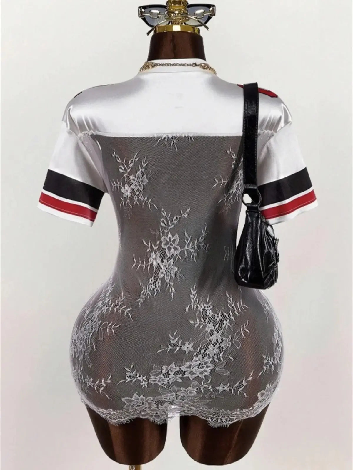 Sexy See Through Mini Dress Women Jacquard Lace Digital Print Patchwork Stretch Coquette Party Club Trend Bodycon