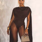 Cowl Neck Sleeveless Bodysuit Tops Spring Women Sexy Clothing Brown One Pieces Club Outfit