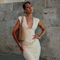 Deep V Neck Sleeveless Ruched Long Dresses for Women Solid Color Elegant Summer Dresses 2026
